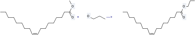 The 9-Octadecenoic acid (9Z)- can be obtained by Octadec-9-enoic acid methyl ester and Propan-1-ol.